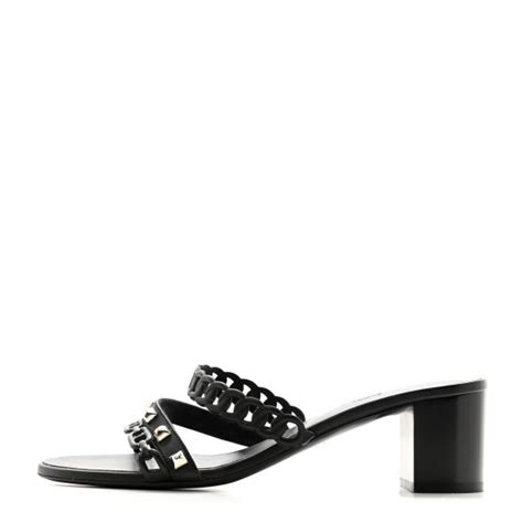 HERMES Nappa Ajaccio Sandals 39.5 Black 